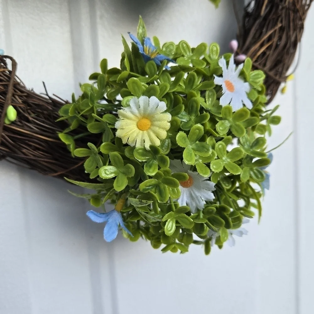 Handmade Yellow and Green Easter Bunny Wreath